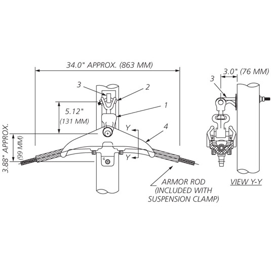 OPGW Single Suspension Wood Pole/H-Frame Configuration Assemblies